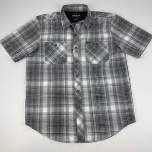 Orvis Men's Size M Woven Tech Shirt Short Sleeve Moisture Wicking Lens Cleaner